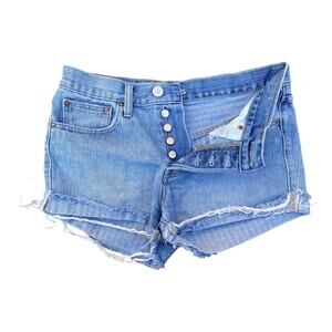 BDG Tomboy Button Fly Herringbone Distressed Raw Hem Jean Shorts Women’s Size 25